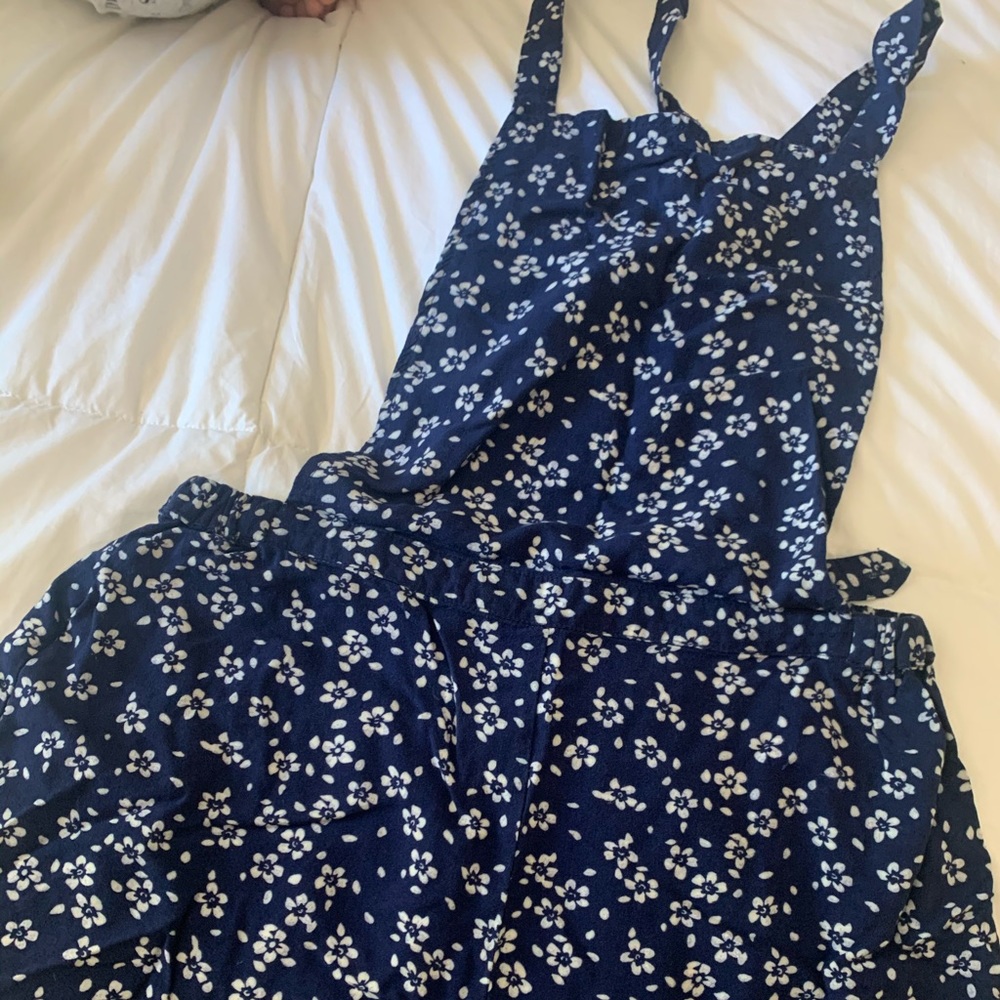 Blue floral overalls